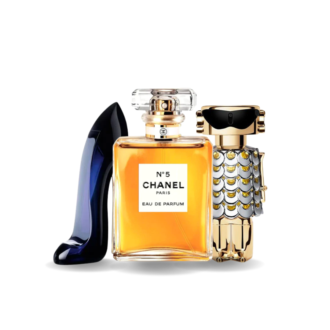 Combinazione di 3 profumi - Good Girl di Carolina Herrera, Nº5 di Chanel e Fame di Paco Rabanne
