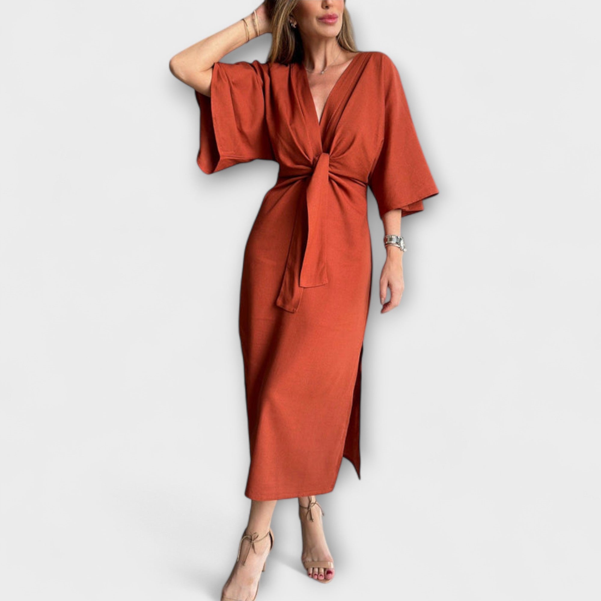 Holly - Vestito Casual con Scollo a V e Fiocco