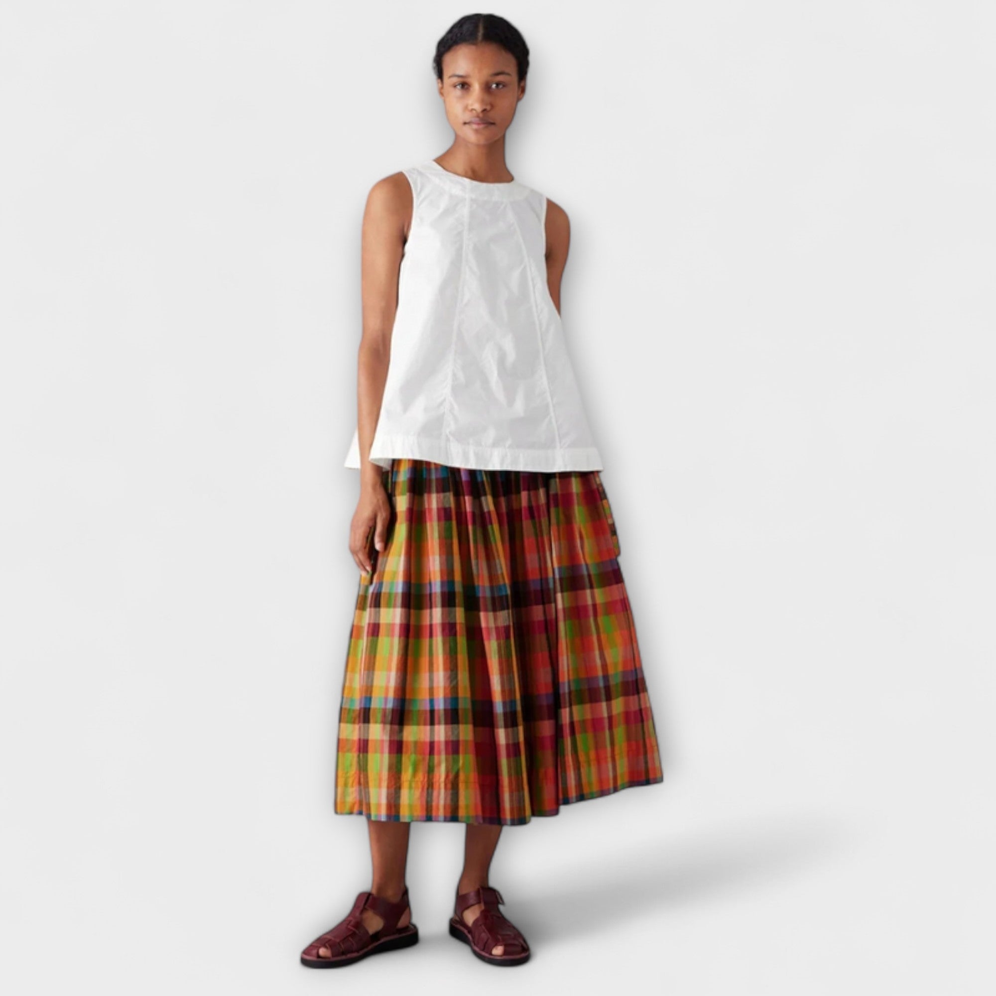 Emilia - Gonna Plissettata a Righe Multicolori