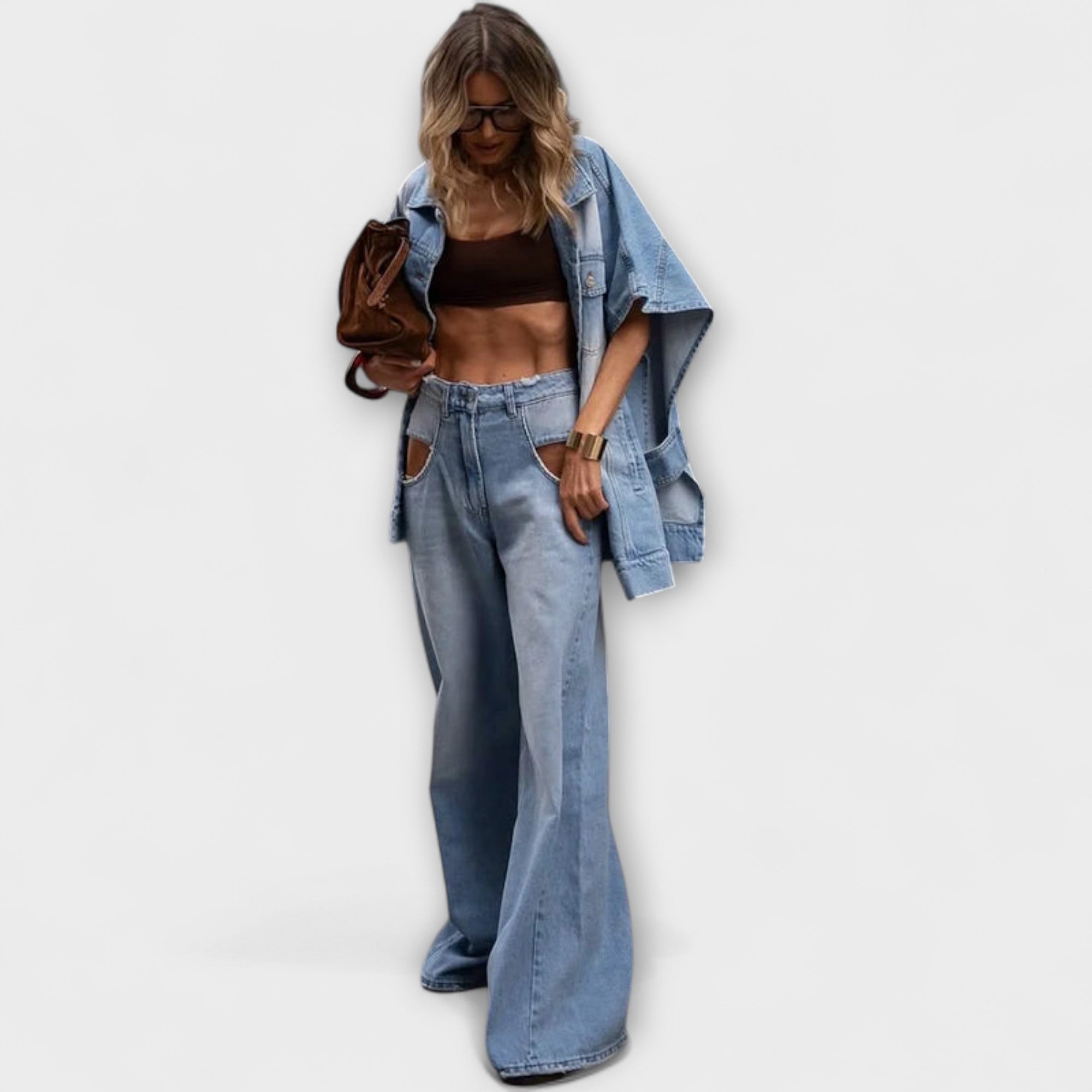 Blair - Completo in denim senza maniche e dalla vestibilità ampia