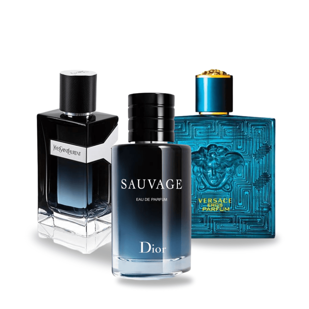 Combinazione di 3 fragranze - Y di Yves Saint Laurent, Sauvage di Dior e Versace Eros di Versace