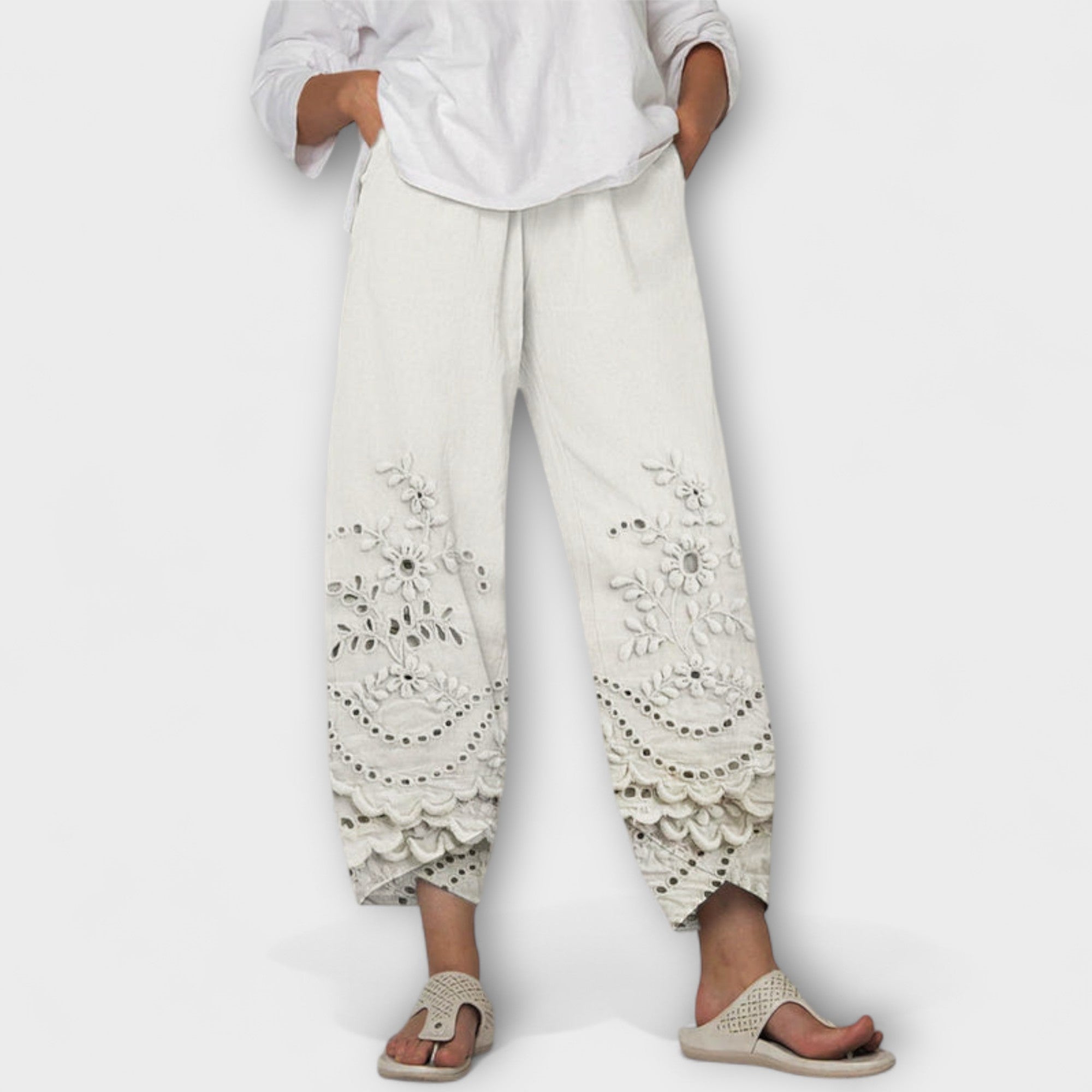Chloe – Elegante bedruckte Spitzenhose